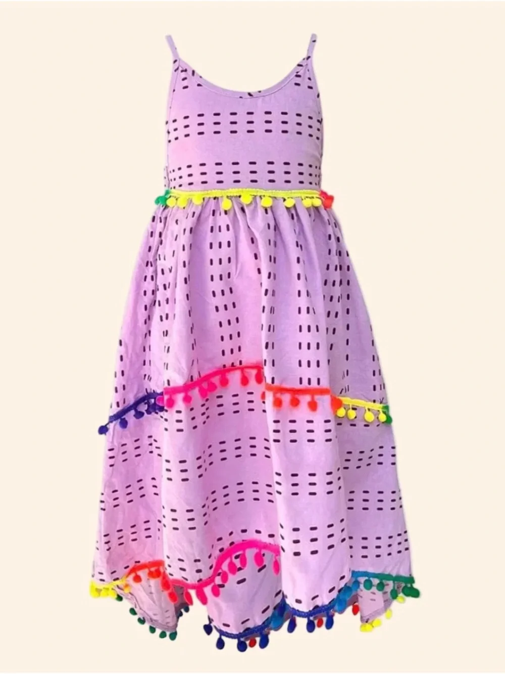 Lola + The Boys St. Barths Pom Pom High Low Dress lavender Sz 12 Excellent cond